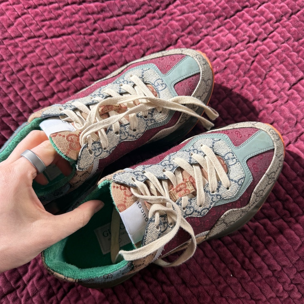 Gucci Multicolor GG Canvas Sneaker with Teal Interior - Picture 6 of 6